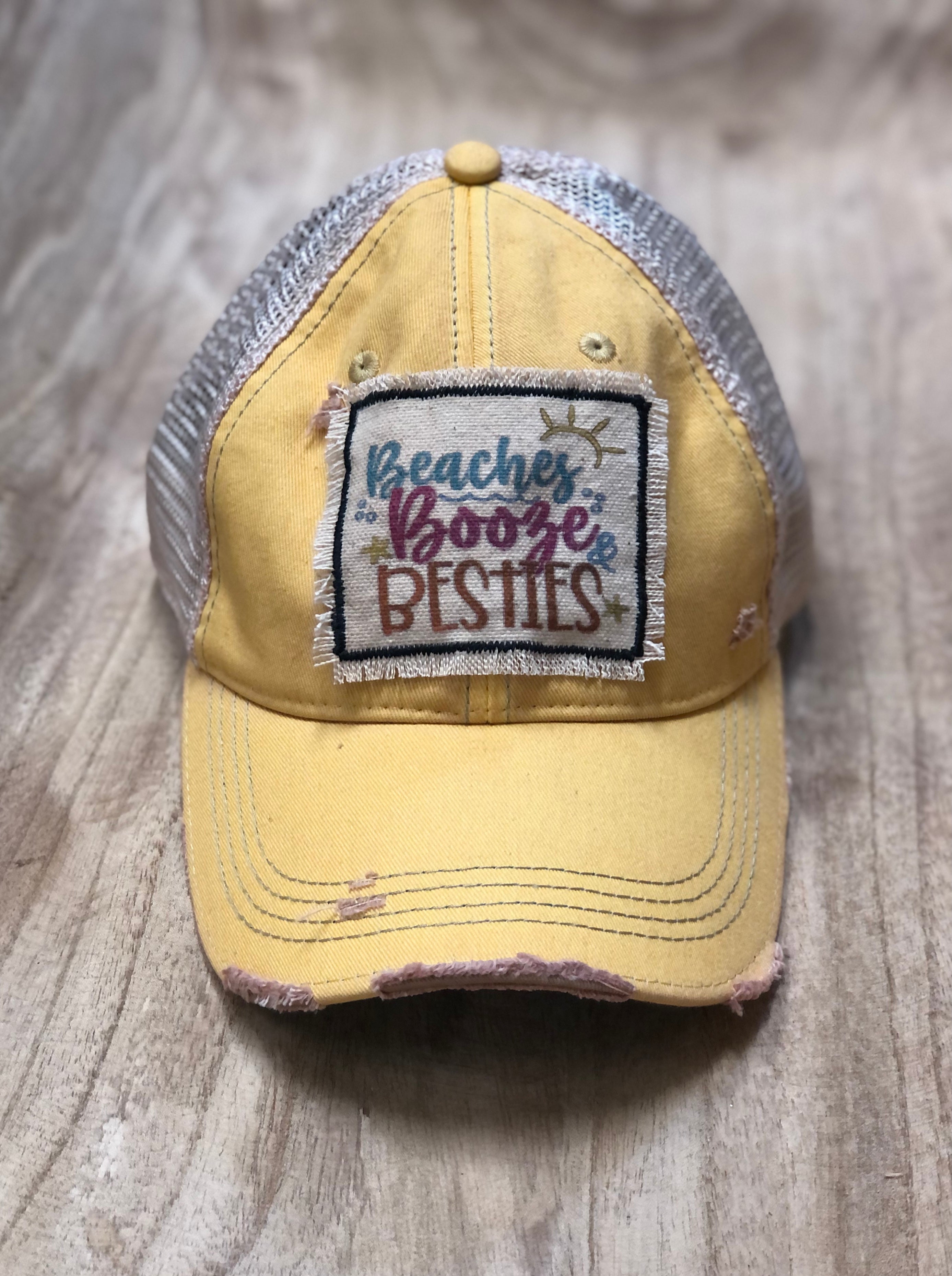 Beaches, Booze, and Besties distressed hat - Main Image