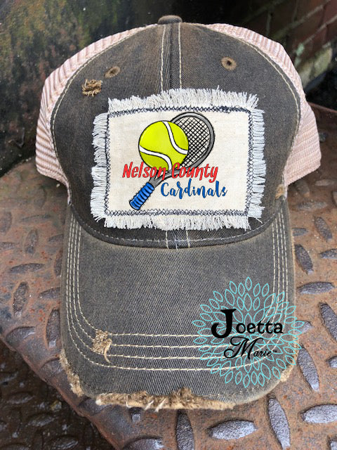 NCHS Cardinals Tennis Distressed Hat