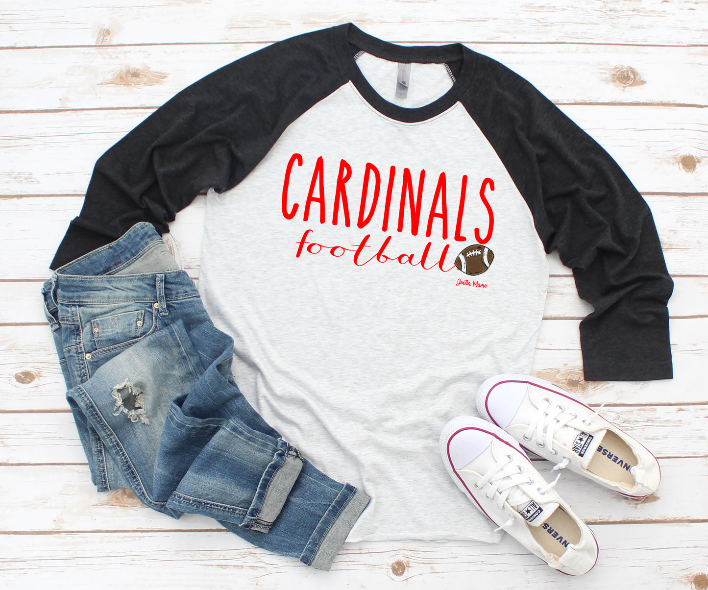 Cardinals football 3/4 raglan