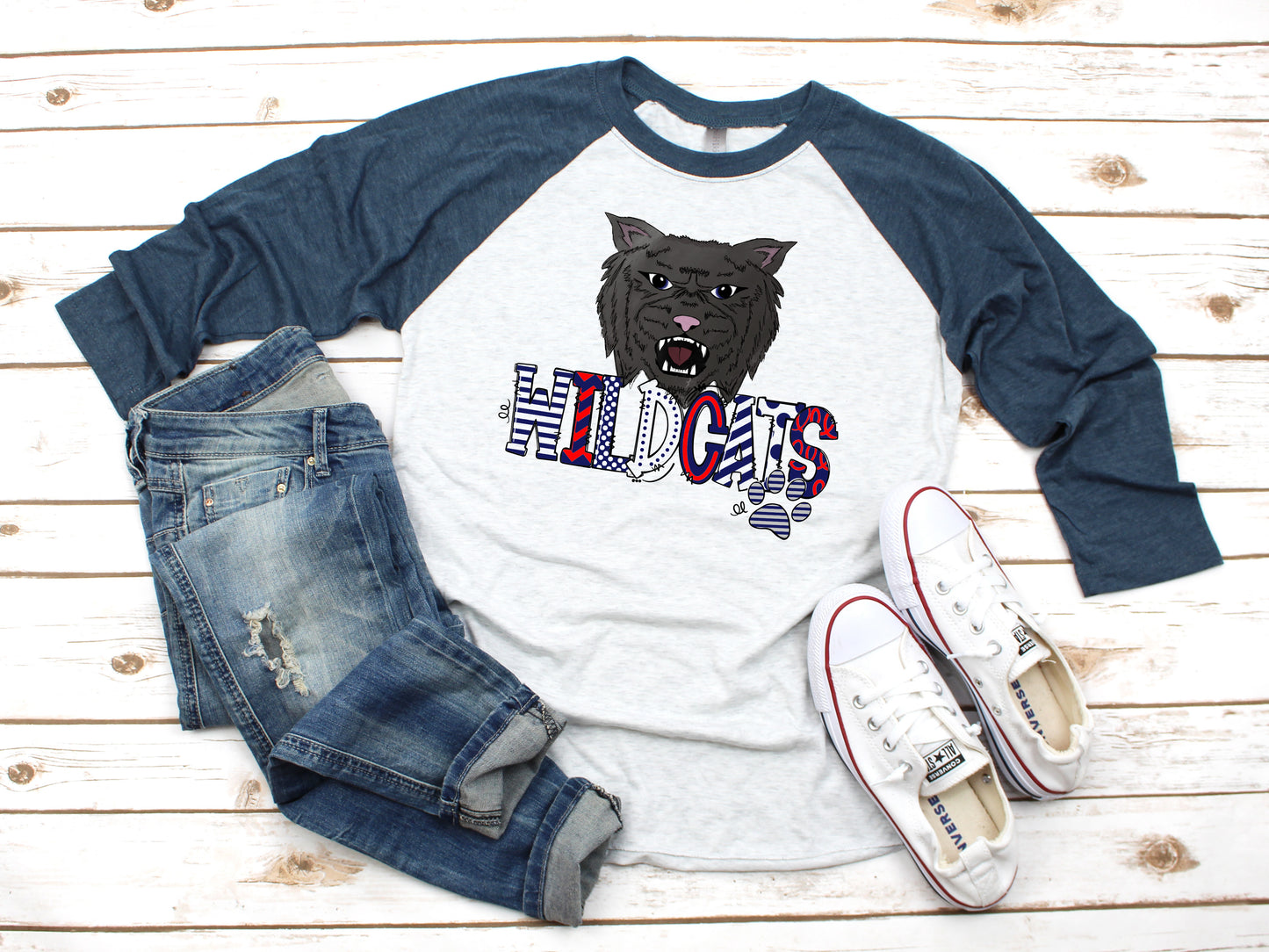 Navy Wildcats Mascot Raglan