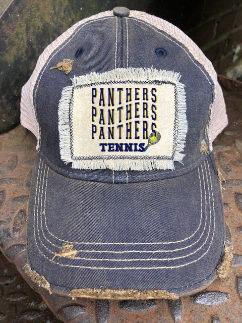 Panthers Stacked Tennis  Distressed Hat