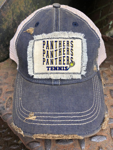 Panthers Stacked Tennis Distressed Hat