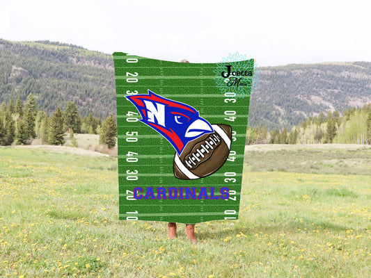 Cardinals Football Velveteen Blanket (Blue/Red Mascot)