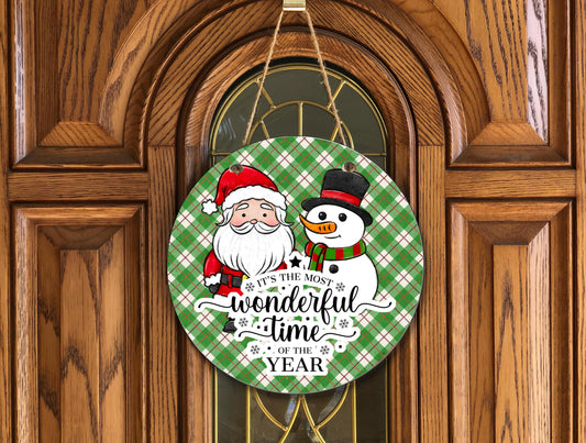 Wonderful Time of Year Circle Wooden Door Hanger