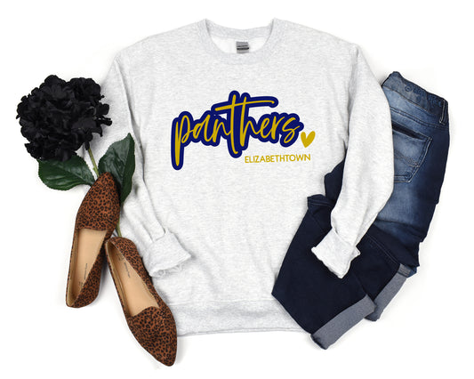 Elizabethtown Panthers Heart Sweatshirt