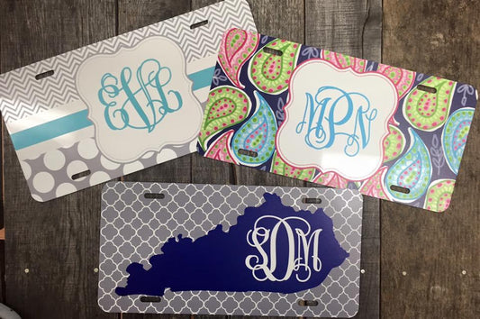 License Plates with Printed Monograms
