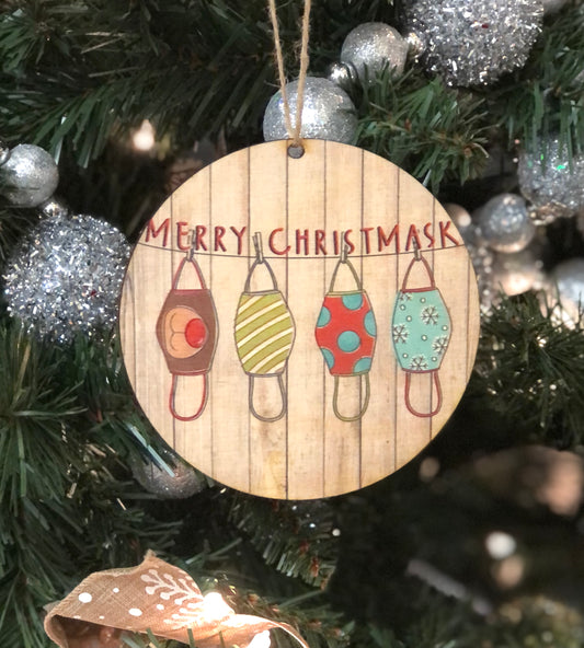 Wooden Ornament — Merry Christmask