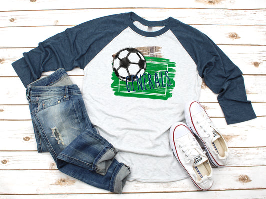 Generals soccer raglan 3/4 sleeve