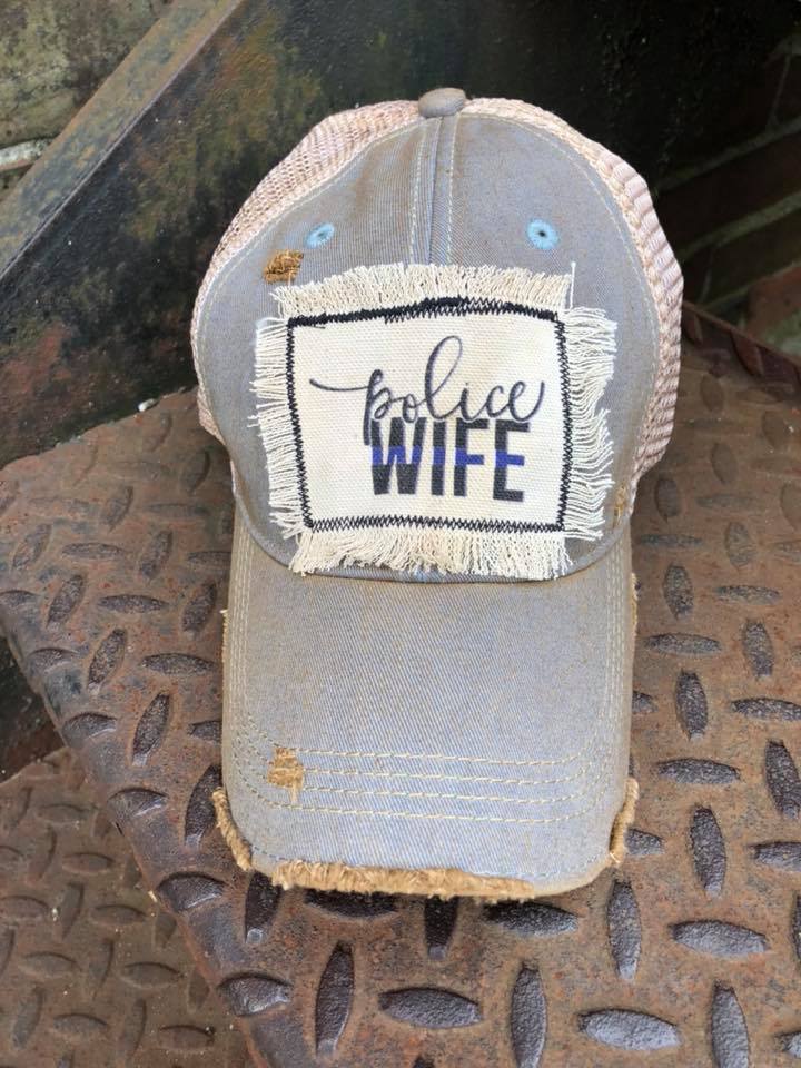 Police Wife Distressed Patch Hat