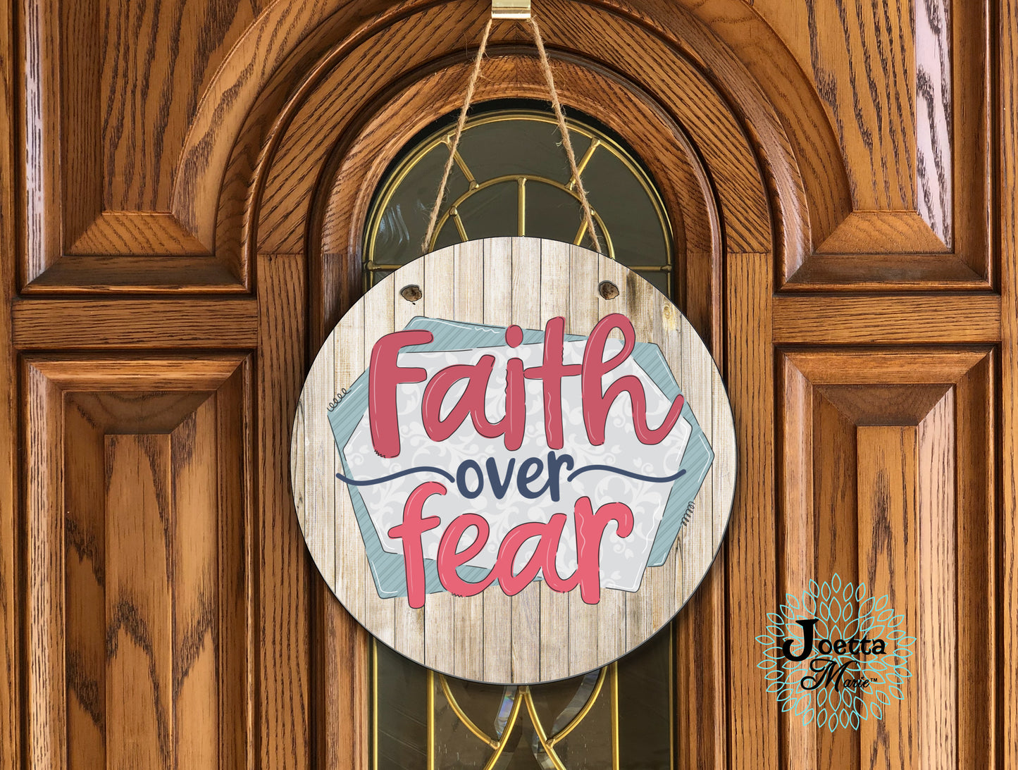 Faith over fear wooden door hanger