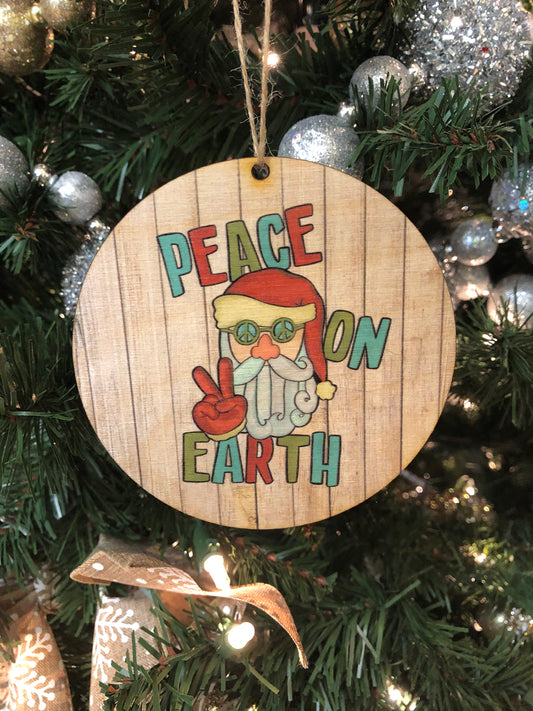 Wooden Ornament — Peace on Earth