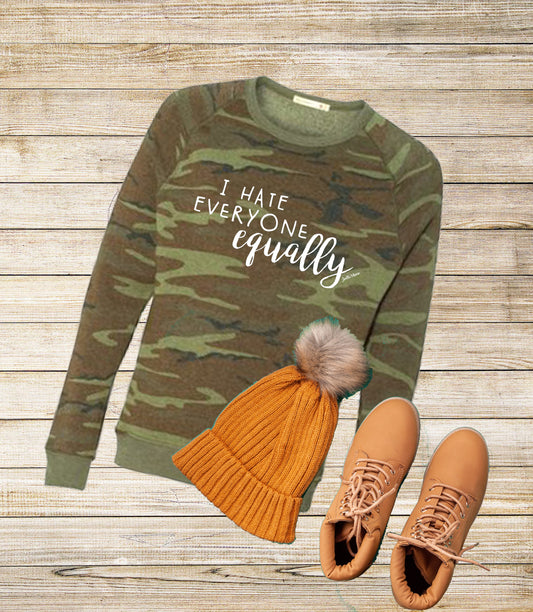 I Hate Everyone Camo Sweatshirt