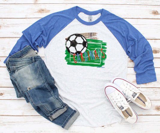 Cardinals soccer raglan 3/4 sleeve