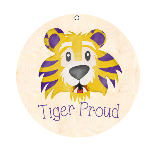 Circle Wooden Ornament/Tiger Proud