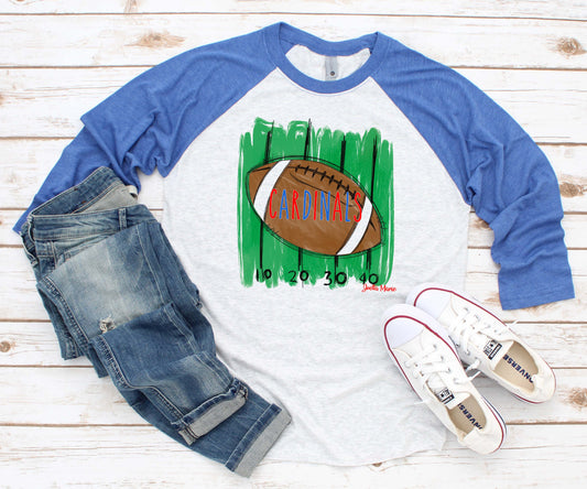 Cardinals football raglan 3/4 sleeve