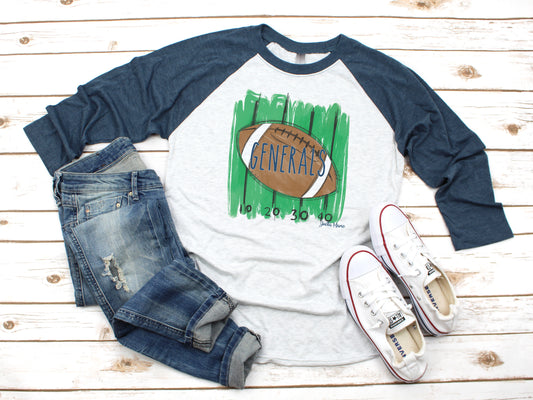 Generals football raglan 3/4 sleeve