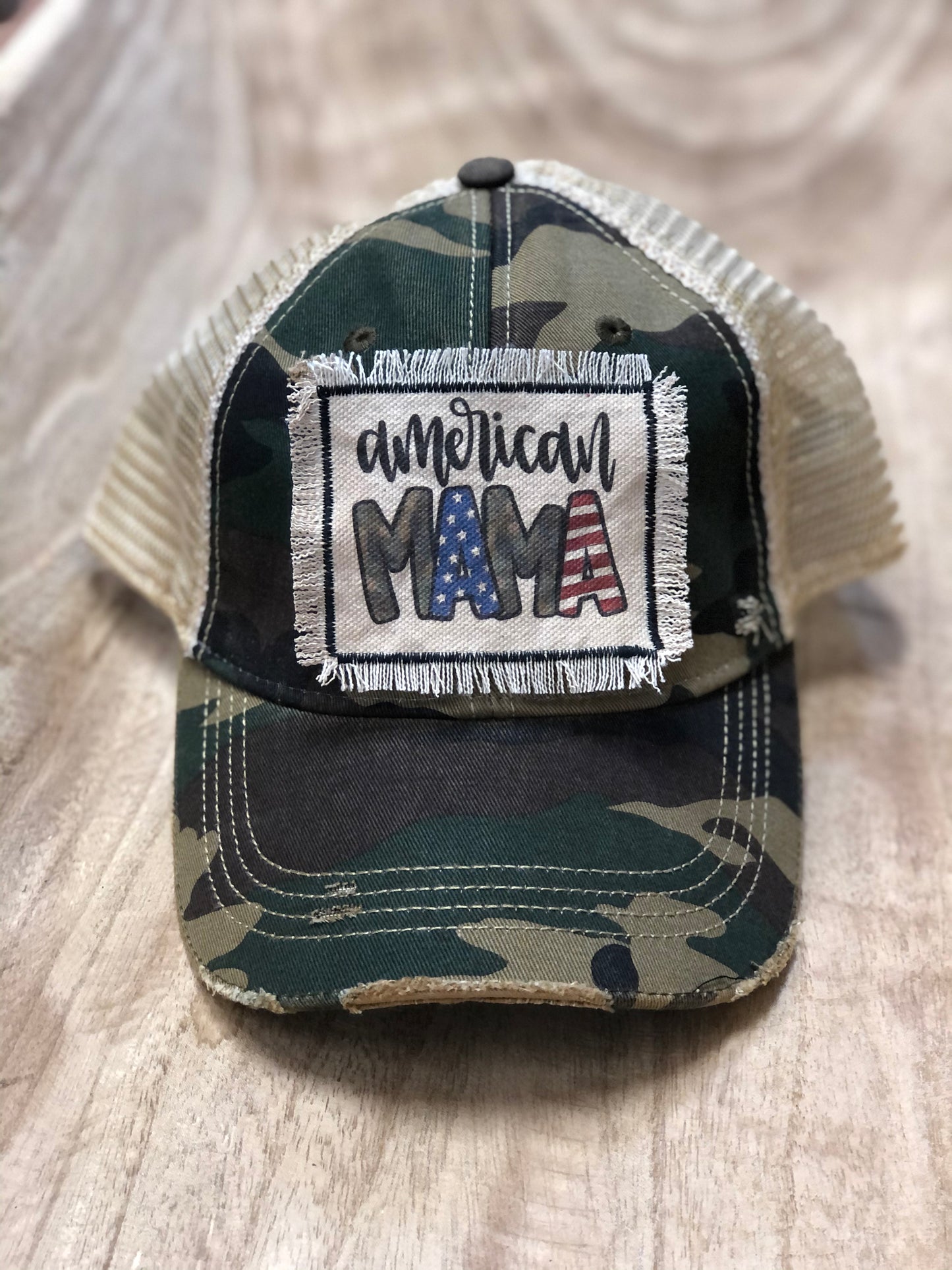 American Mama distressed hat