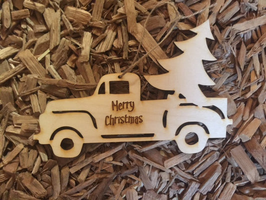 Wooden Christmas Truck Ornament