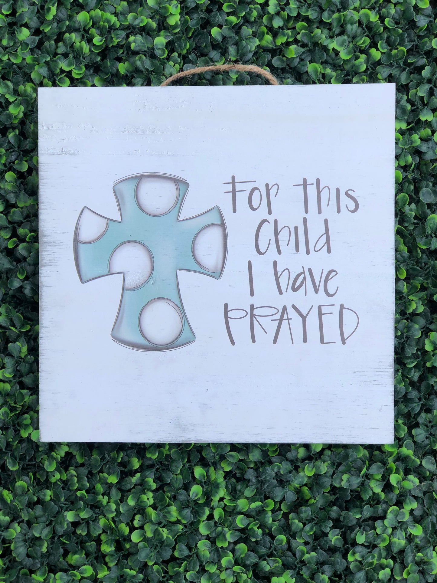10" x 10" For this child (Blue Cross) wooden sign