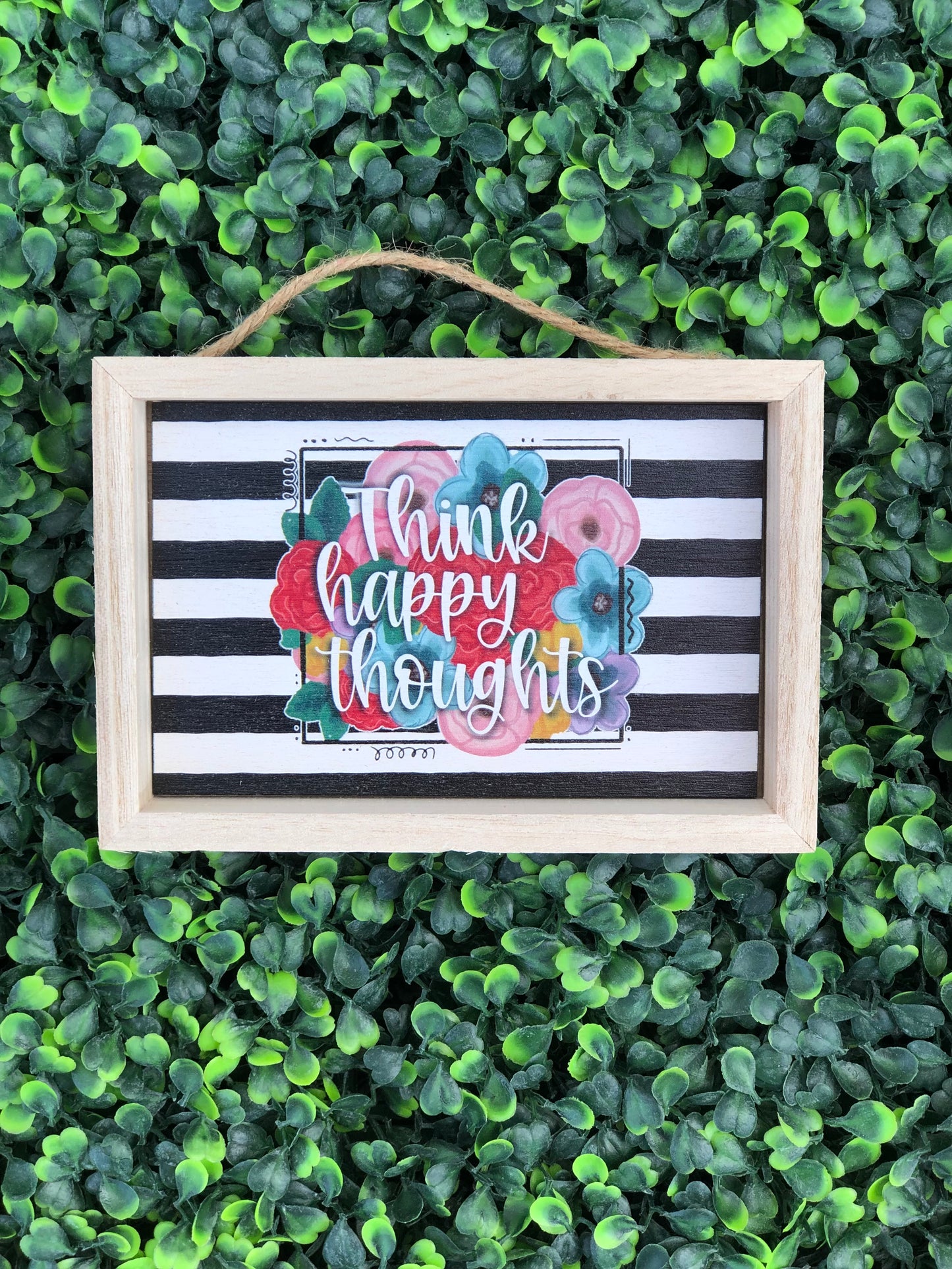 5" x 4" Think Happy Thoughts wooden sign