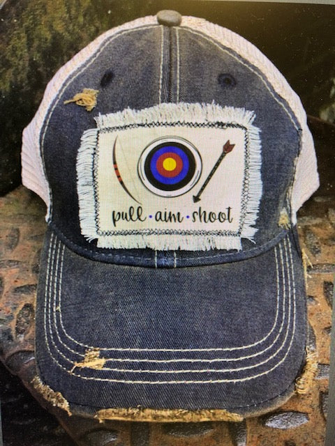 Archery distressed patch hat
