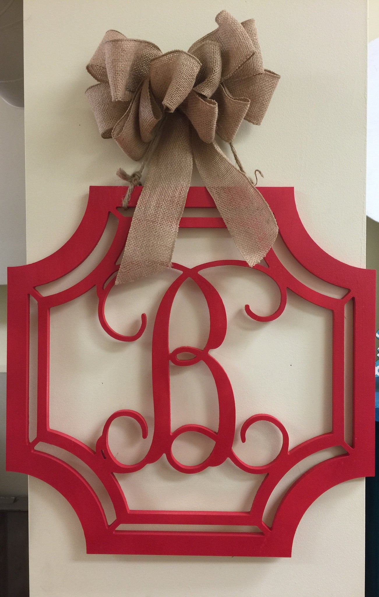 Wooden Initial with Gem Border