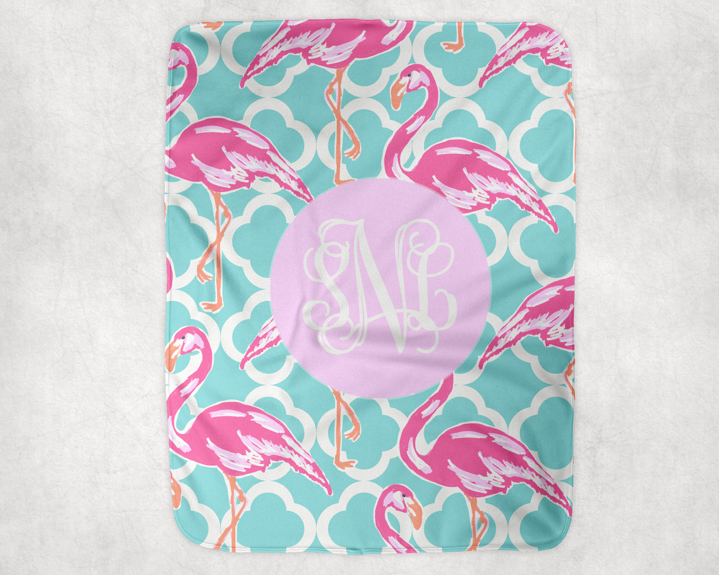 Velveteen Blanket Flamingo with Monogram