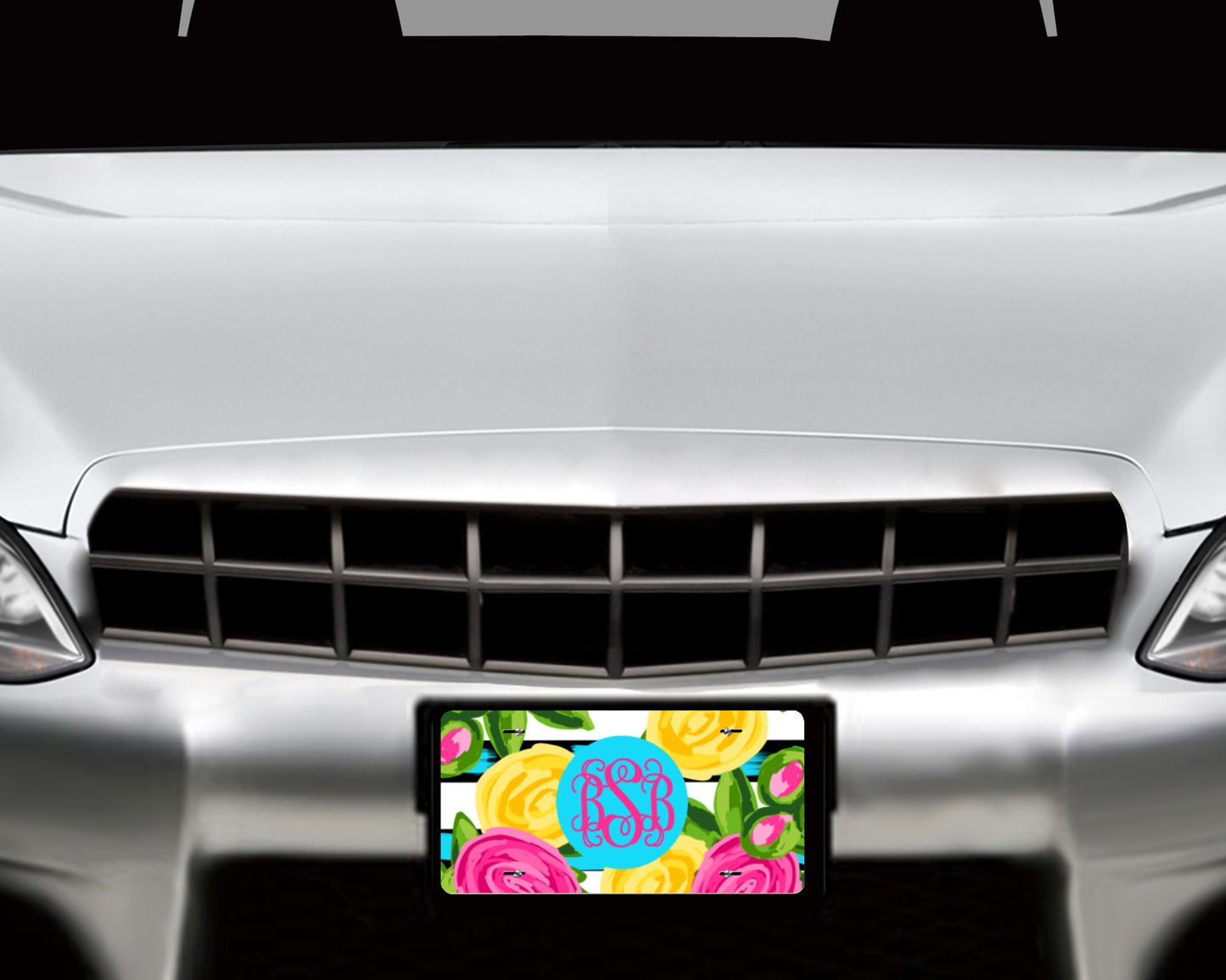 Personalized License Plate Flowers with Monogram