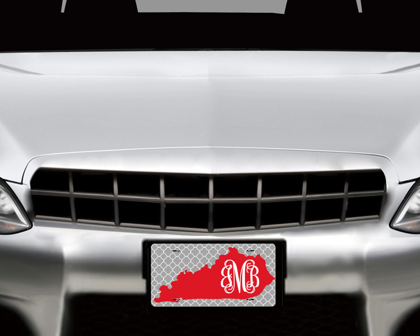 Personalized License Plate Kentucky Red with Monogram