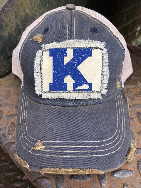 "K" state distressed hat
