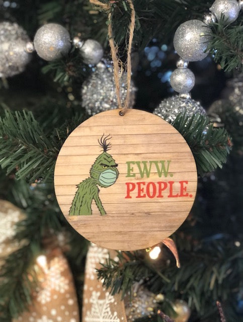 Wooden Grinch Eww People Ornament