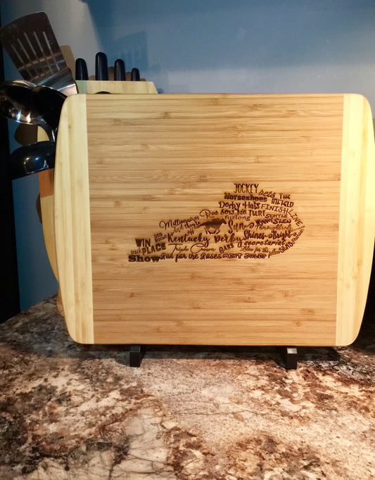 Derby state bamboo cutting board