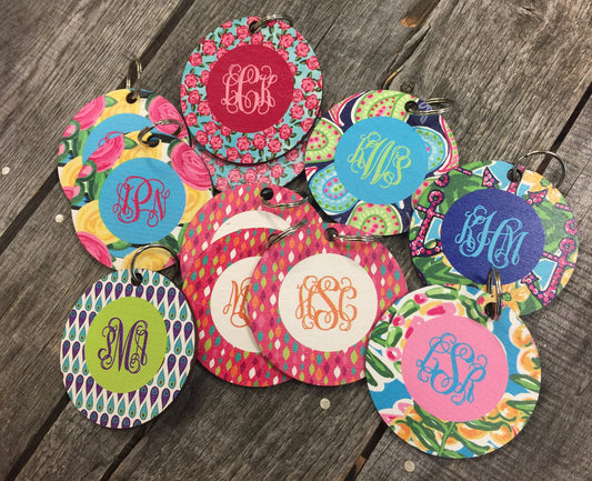 Wooden 3" circle keychains...10 patterns