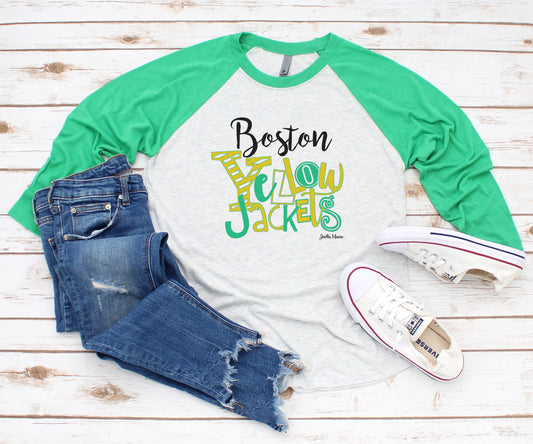Boston Yellowjackets raglan 3/4 sleeve