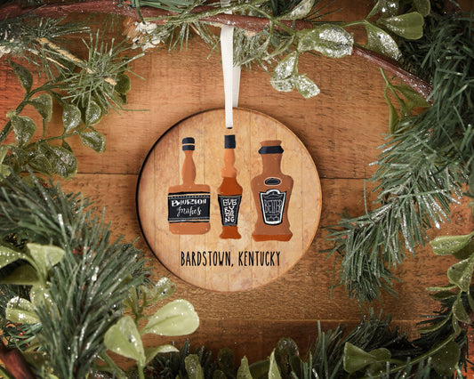 Bourbon makes everything better 4" wooden circle ornament