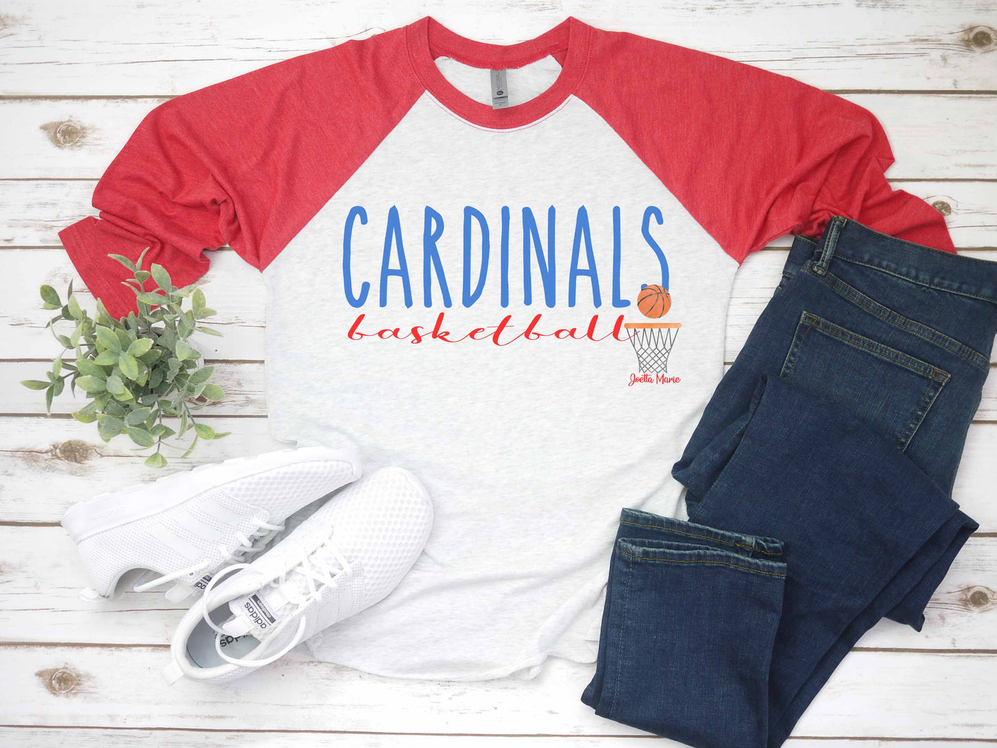 Cardinals basketball 3/4 raglan