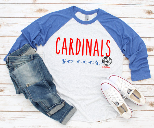Nelson County soccer blue 3/4 raglan