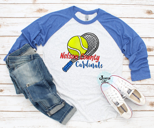 NCHS Cardinals Tennis Royal Raglan