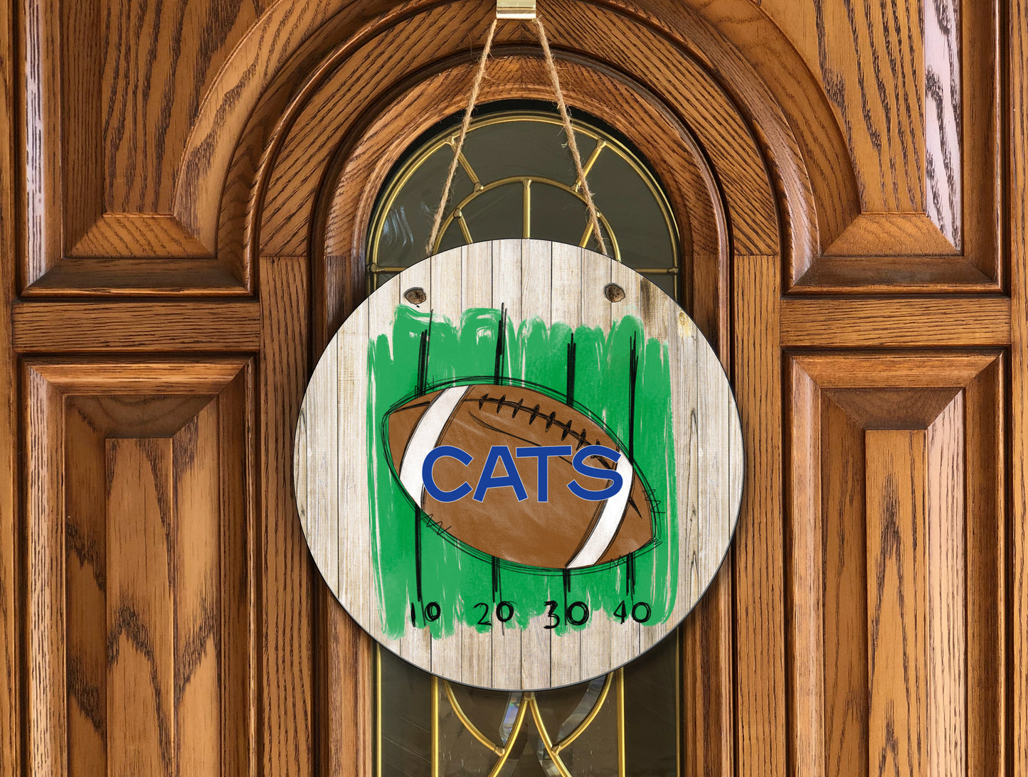 Cats Football Wooden Door Hanger