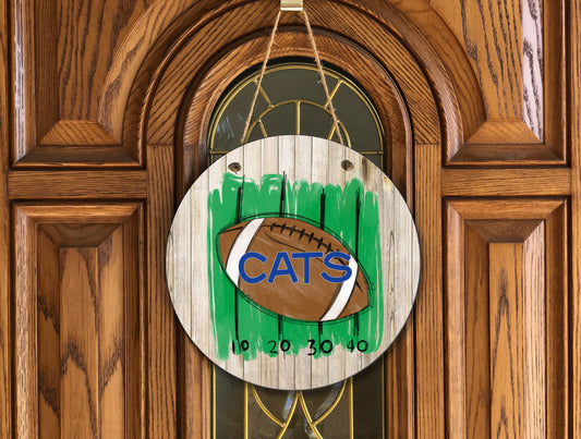 Cats Football Wooden Door Hanger