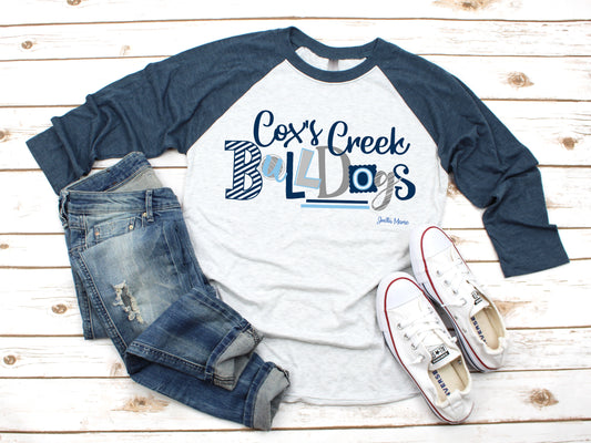 Cox's Creek Bulldogs 3/4 raglan