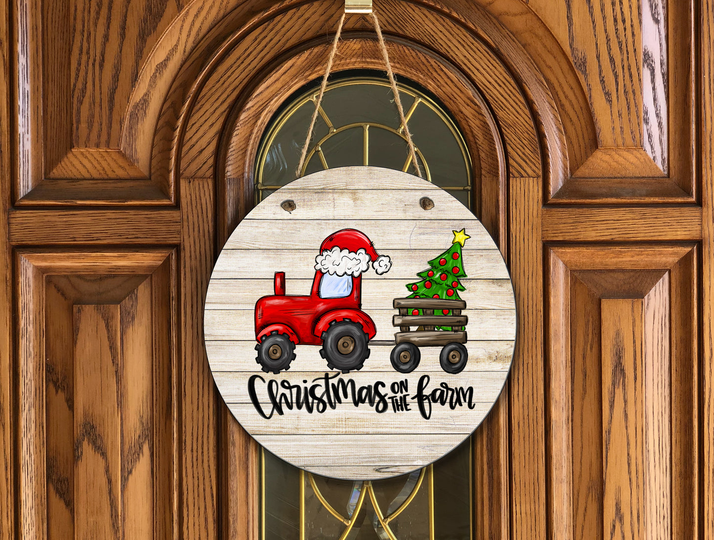 Christmas on the Farm Wooden Door Hanger