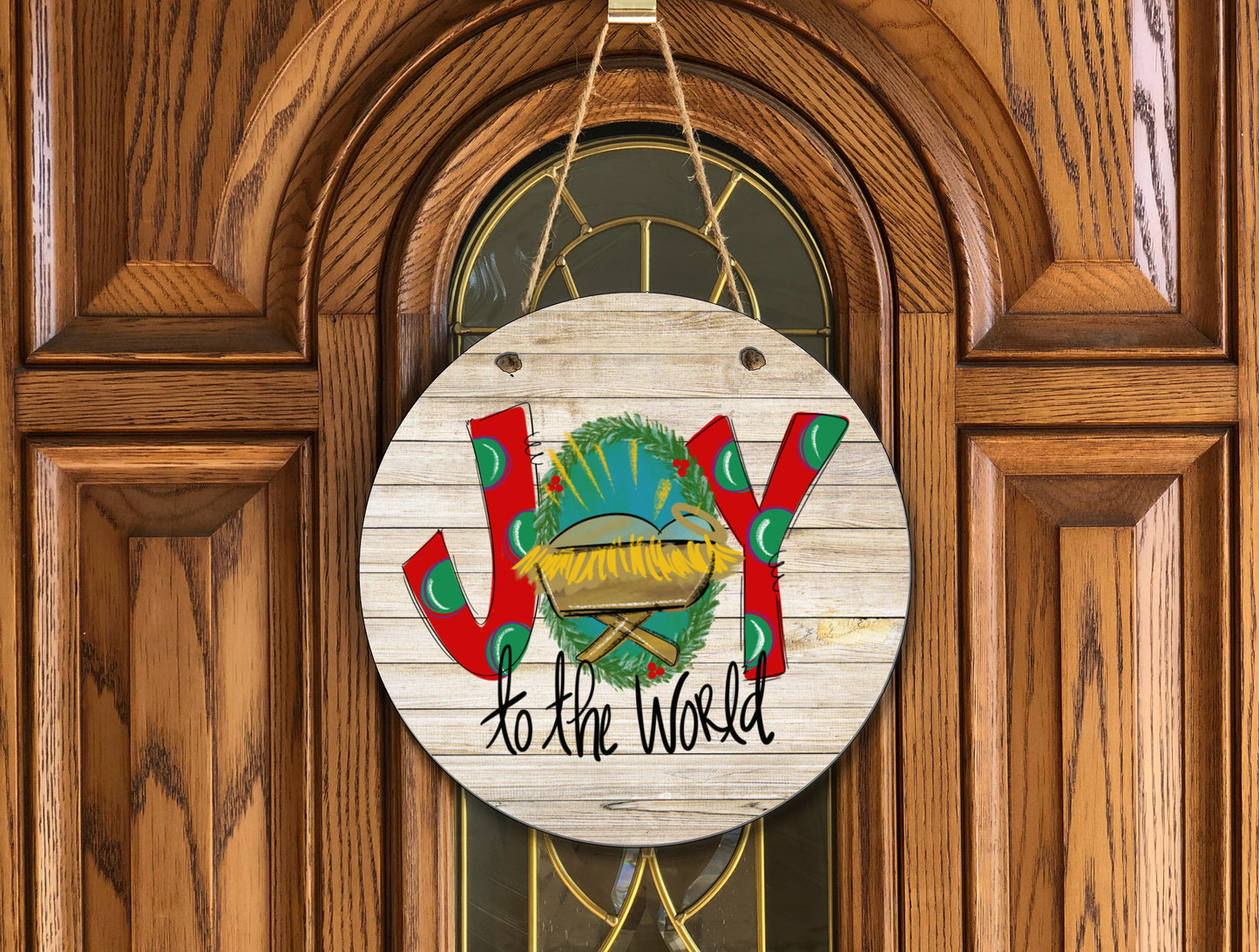 Joy to the World Wooden Door Hanger