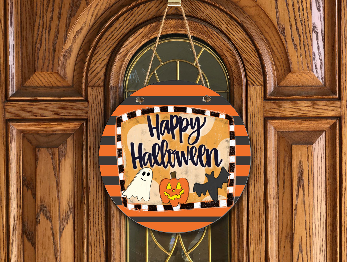 Happy Halloween Wooden Circle Door Hanger