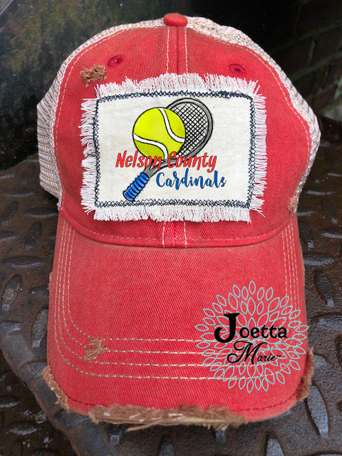 NCHS Cardinals Tennis Distressed Hat