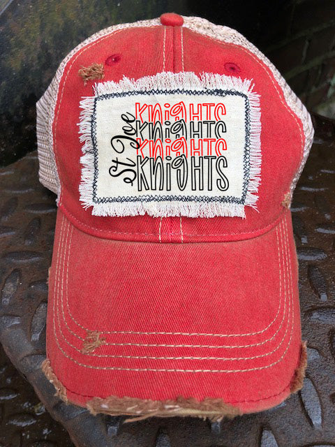St. Joe Knights Stacked Design Distressed Hat