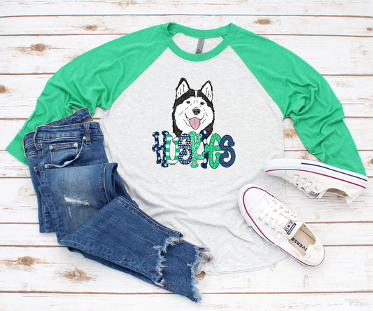 Huskies Mascot Raglan