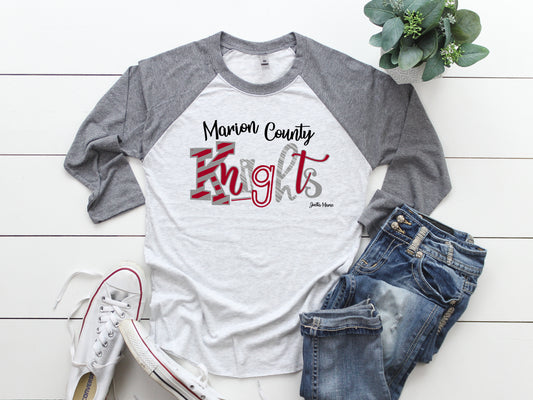 Marion County 3/4 raglan (gray sleeve)