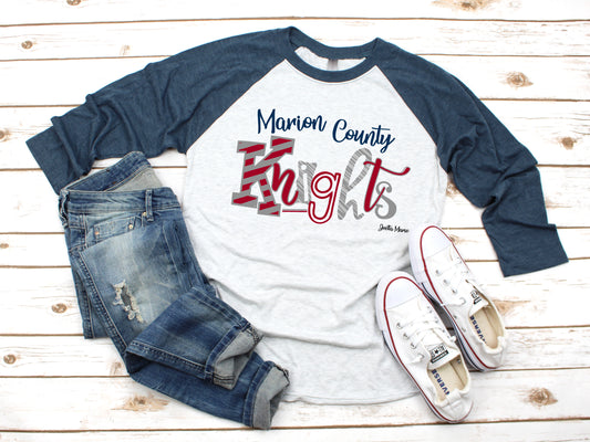 Marion County 3/4 raglan (navy sleeve)