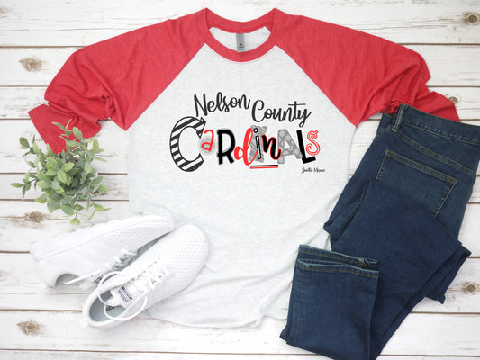 Nelson County Cardinals 3/4 raglan